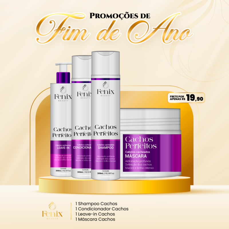 Kit Shampoo + Condicionador + Finalizador 15 Ben + Máscara Capilar Cachos Perfeitos