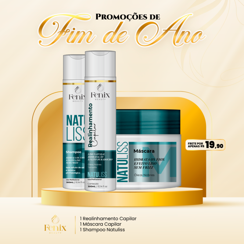 Kit Shampoo + Realinhamento + Máscara Capilar Natuliss